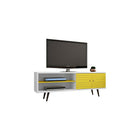 Manhattan Comfort Liberty MDP and MDF 62.99"W TV Stand, White and Yellow (201AMC64)-Free Standing TV Stand for Living Room and Bedroom use.