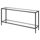 Hudson&Canal Hera 64"W Console Table with Glass Shelf - Blackened Bronze-Top has a weight capacity of 45 lbs, the shelf can hold 25 lbs