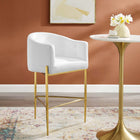Modway Savour Tufted Performance Velvet Bar Stool - White-Stain-Resistant Performance Velvet