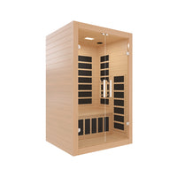 Westinghouse 2-Person Deluxe French Door Infrared Sauna with Light Therapy - 46" W x 40" D - Beige-Seven high performance infrared carbon film heating panels