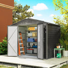 Outsunny 8' x 6' Outdoor Storage Shed - Dark Grey-Apex roof design prevents water and snow accumulation
