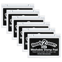 Ready 2 Learn Washable Stamp Pad - Black - 6 Pack-Mess-Free Art Time: The ink in this stamp pad washes off skin with soap and water, which makes clean-up quick and easy.