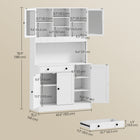 HOMCOM 71" H Kitchen Pantry Cabinet with LED Light and Storage Hutch - White-Countertop features cord hole for tidy appliance use 