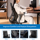 Mount-It! Ergo Collection Full Back Cushion - Black-Two adjustable elastic straps ensure a perfect and snug fit on most chairs