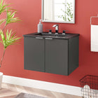 Modway Maybelle 24" Wall-Mount Bathroom Vanity - Grey/Black-Ceramic Sink Basin