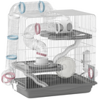 PawHut 3-Tier Portable Gerbil Cage with Tunnel - Grey-This hamster cage features three levels and fun tubes, offering endless adventure and space  
