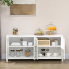 HOMCOM Farmhouse 51.2" L Kitchen Sideboard - White-Adjustable inner shelves for items of various heights