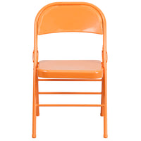 Flash Furniture HERCULES COLORBURST Series Orange Marmalade Triple Braced & Double Hinged Metal Folding Chair-Set of 4 Metal Folding Chairs