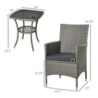 Outsunny 3-Pieces Wicker Patio Furniture Set - Grey-Specially designed brushed PE rattan, replicated the beauty of natural rattan but more weather-resistant    
