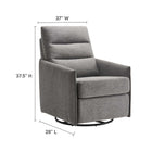 Modway Etta Upholstered Fabric Lounge Chair - Light Grey-Horizontal Channel Tufting