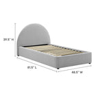 Modway Resort Upholstered Fabric Arched Round Twin Platform Bed - Heathered Weave Light Grey-Weight Capacity: 800 lb