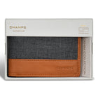 Champs Denim Leather Center Wing Wallet - Tan/Black-9 Credit card slots