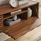 Modway Emric Wave 71" Wall-Mounted TV Cabinet - Walnut-Cable Management with Grommet