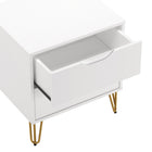 Manhattan Comfort Avira 20" Mid-Century Modern 2-Drawer Nightstand - White-Sleek metal legs add a contemporary touch and sturdy support