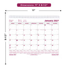 Brownline 2027 Wall Calendar - 11" x 8-1/2"-One month per sheet, one lightly ruled block per day