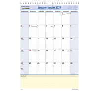AT-A-GLANCE 2027 QuickNotes Monthly Wall Calendar - 12" H x 17" W - Bilingual-Page size: 17" H x 12" W