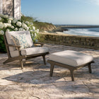 Modway Saratoga Outdoor Teak Wood Chair and Ottoman Set - Pebble-Slatted Design