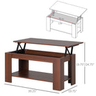 HOMCOM Modern Lift Top Coffee Table Convertible Tea Desk - Brown-Best choice for small or limited space