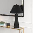 Hudson&Canal Ingalls 28" Tall Monochrome Table Lamp with Fabric Shade - Matte Black/Black-Handcrafted matte black finish is applied to the round ceramic base