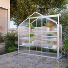 Outsunny Outdoor Polycarbonate Greenhouse with 3-Tier Shelves - 6.3' x 2.3' x 6.1' - Adjustable three-tiered shelves let you arrange plants by age, size, or type in the greenhouse
 