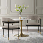 Manhattan Comfort Lia 24.8" Modern Chenille Upholstered Dining Armchair - Stone - Set of 2-Frame Made of High Quality Metal with Brushed Gold Tips for Fashion and Durability