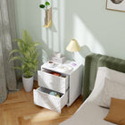 HOMCOM Nightstand, Mid-Century Style for Bedroom - White-Two drawers for storing books, pens, or bedtime essentials