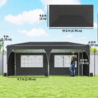 Outsunny 10 ft W x 20 ft L Pop Up Canopy Tent Instant Canopy with Reflective Strips - Black-Roof reflective strips for night safety