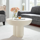 Modway Caspian Round Concrete Coffee Table - White-Trefoil-Shaped Pedestal Base