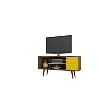 Manhattan Comfort Liberty MDP and MDF 53.14"W TV Stand, Rustic Brown and Yellow (200AMC94)-Free Standing TV Stand for Living Room and Bedroom use.
