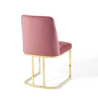 Modway Amplify Sled Base Performance Velvet Dining Side Chair - Gold/Dusty Rose-Chair Weight Capacity: 331 lbs.