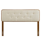 Modway Collins Tufted Fabric and Wood Full Headboard - Walnut Beige-Button Tufted