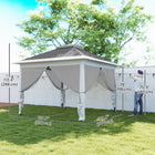 Outsunny 11 ft W x 11 ft L Pop-Up Gazebo with Double Roof Carrying Bag - Dark Grey-With breathable mesh curtains and a top, pesky-winged intruders will be kept at bay