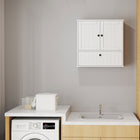HOMCOM Farmhouse Bathroom Wall Cabinet with Adjustable Shelf - White-Wall-mounted design saves precious floor space, great for small bathrooms