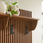 Modway Render Fluted 3-in-1 Hall Tree with Storage Bench & Coat Rack - Walnut-Rattan Detail and Wood Grain Finish