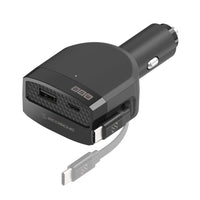 Scosche 85W Car Charger with Retractable Cable - Black-Perfect solution for charging today’s USB Type-C devices