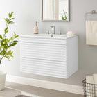 Modway Render 30" Wall-Mount Bathroom Vanity - White-Walnut Grain Vanity