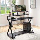 DESIGNlab By OSP Checkpoint Ghost Battlestation Gaming Desk - Black-RGB LED remote controlled lights for total game immersion