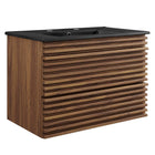 Modway Render 30" Wall-Mount Bathroom Vanity - Walnut/Black-Mid-Century Modern Vanity