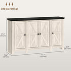 HOMCOM Farmhouse 47.2" L Sideboard - White Wood Grain-Versatile use as sideboard, TV stand, bathroom or entryway cabinet