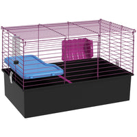 PawHut 28" L Small Pet Cage - Black-Suitable for small rabbits, minks, chinchillas, guinea pigs and other small pets 
