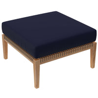 Modway Clearwater Outdoor Patio Teak Wood Ottoman - Grey/Navy-Outdoor Patio Ottoman