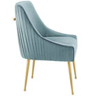 Modway Discern Pleated Back Upholstered Performance Velvet Dining Chair - Light Blue-Brushed Gold Stainless Steel