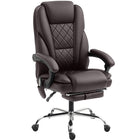 Vinsetto Reclining Massage Office Chair with Adjustable Height and Footrest - Dark Brown-Six vibration massage points with three modes, three intensities, and a timer to relax your body