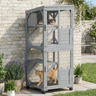 PawHut Catio Outdoor Cat Enclosure on Exercise Wheels - Indoor/Outdoor-Connect indoor and outdoor via the sliding door
