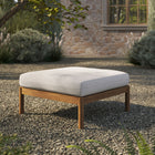 Modway Eleni Square Outdoor Teak Wood Ottoman - Natural Sail-Slatted Seat