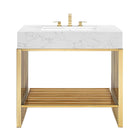 Modway Gridiron 36" Bathroom Vanity - White/Gold-Height-Adjustable Foot Pads