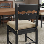 Modway Jax Oak Wood Dining Chair With Wavy Razor Back and Cushion - Black Linen-Non-Marking Foot Pads