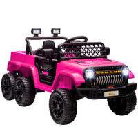 Qaba 12V 7A Kids Electric RC Car w/ 4WD/2WD Switch - Pink-12V four motors can seamless switching between 4x4 drive and 2x2 drive 