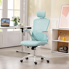 HOMCOM Ergonomic Office Chair with Headrest - Light Green-Flip-up armrests save space, allowing under-desk storage