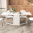 HOMCOM 67" Drop Leaf Folding Dining Table with Storage Shelves for 4 - White-Stylish design with clean lines and white colour for a touch of elegance